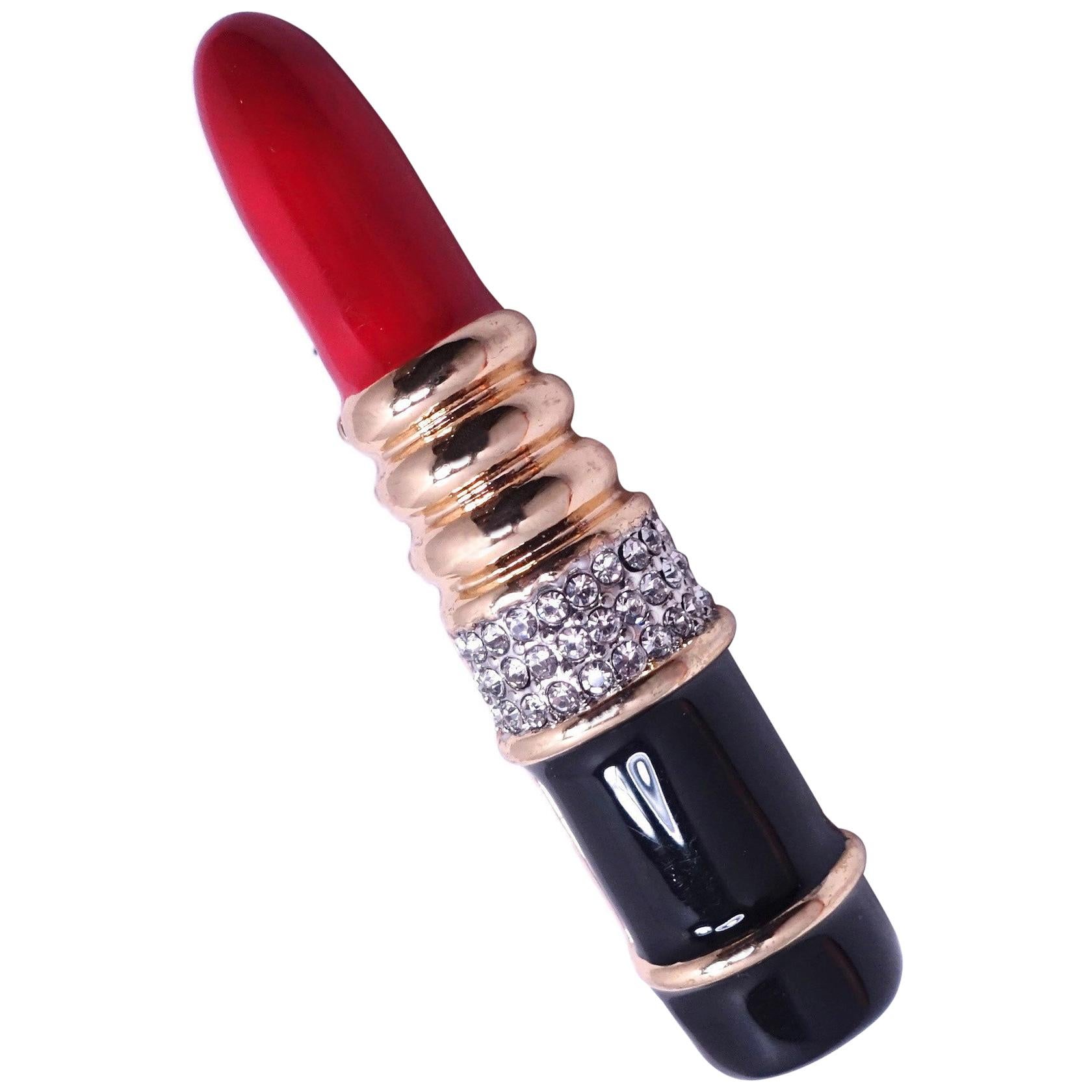 Vintage Signed KJL Lane Famous Lipstick Brooch For Sale at 1stDibs