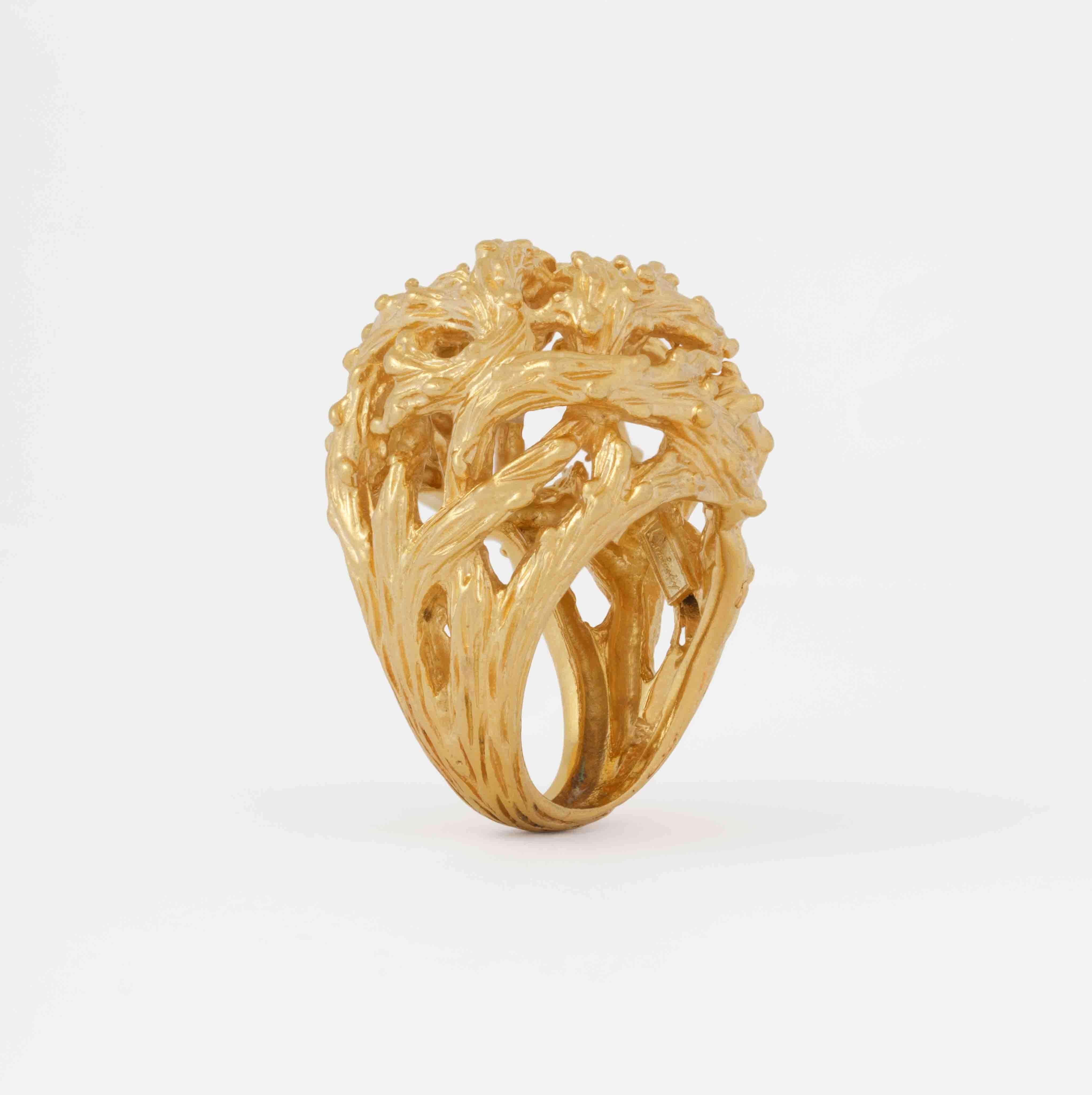 Moderniste Vintage Signé Kutchinsky Or Jaune 18k Bague 