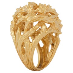 Anello d'epoca firmato Kutchinsky in oro giallo 18k "Nature" Bombe