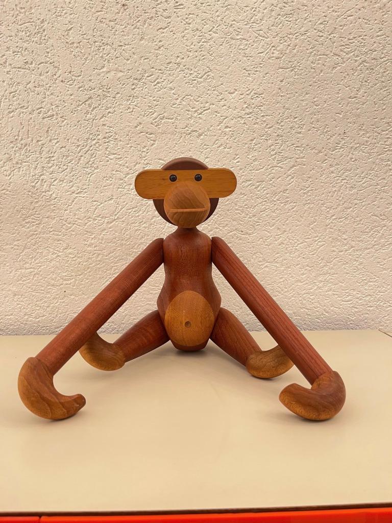 Danois Vintage Signé Largest Teak Articulated Monkey by Kay Bojesen, Denmark ca 1952 en vente