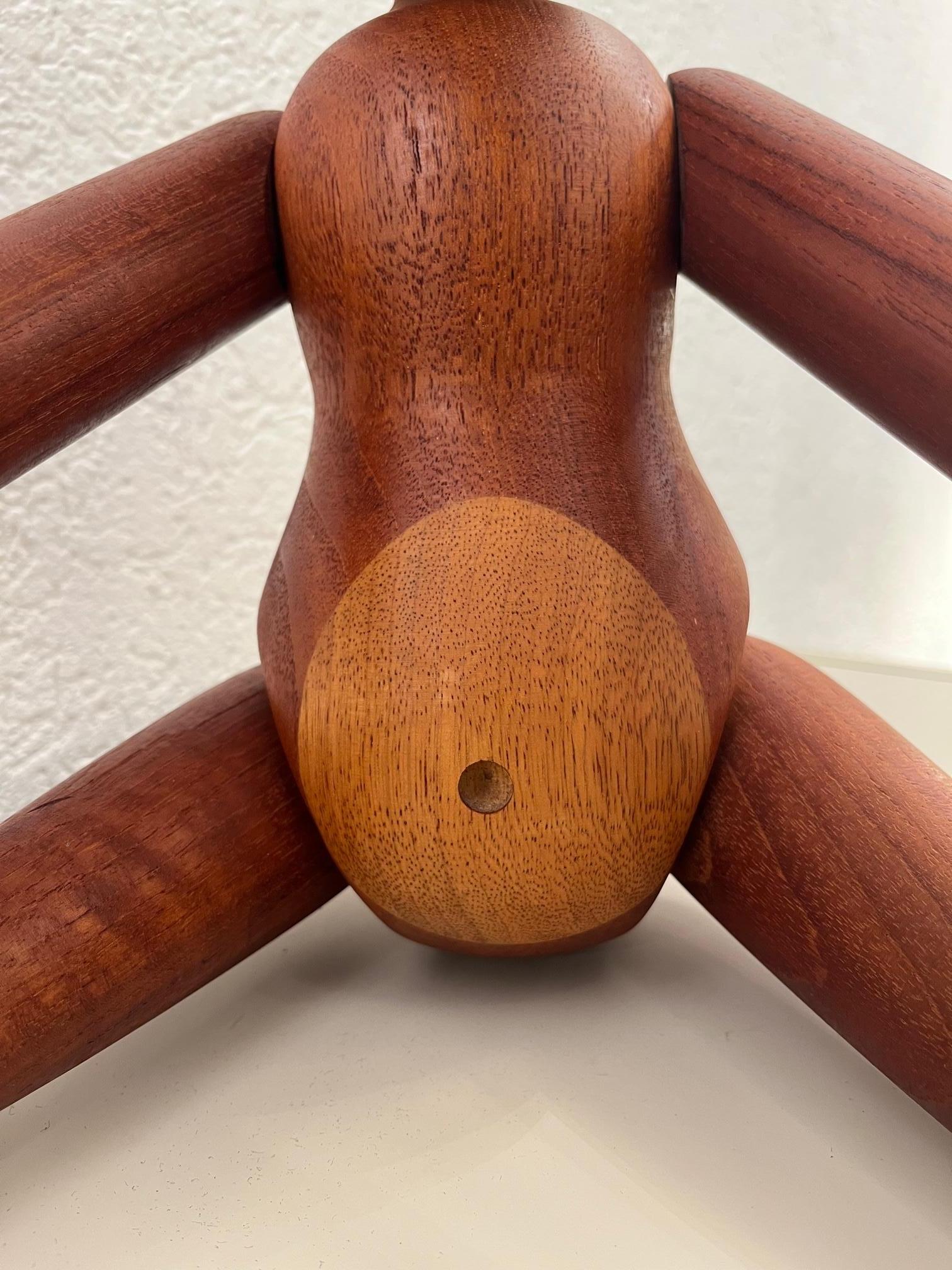 Mid-20th Century Vintage Signed Largest Teak Articulated Monkey by Kay Bojesen, Denmark ca. 1952 For Sale