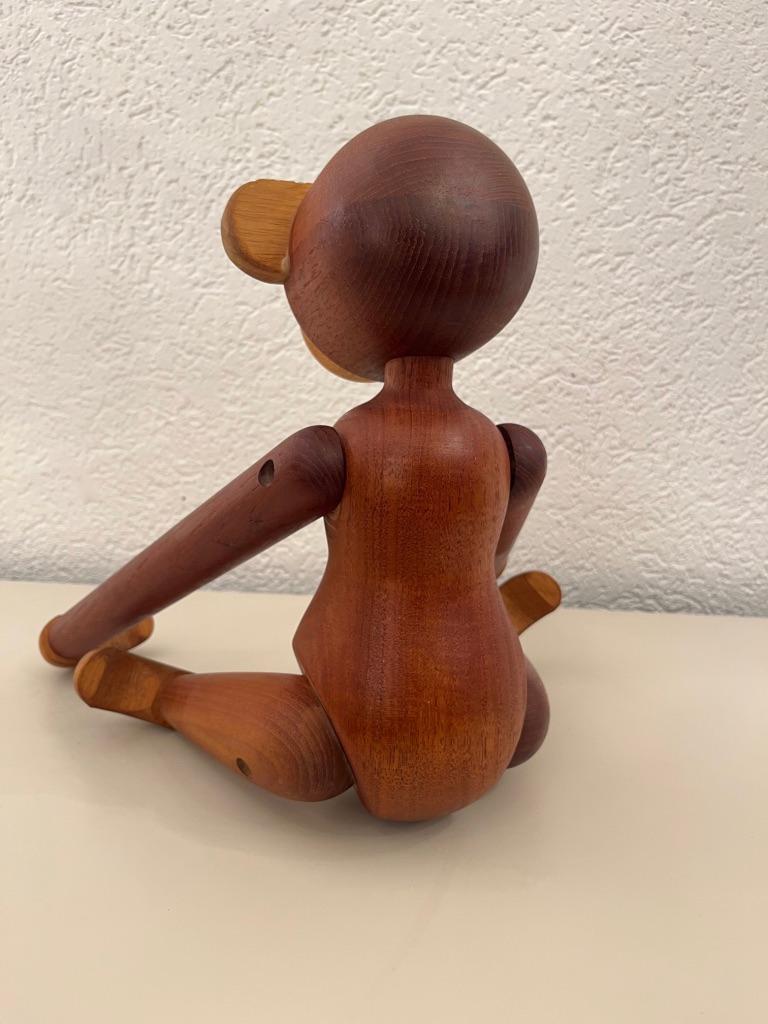 Mid-20th Century Vintage Signed Largest Teak Articulated Monkey by Kay Bojesen, Denmark ca. 1952 For Sale