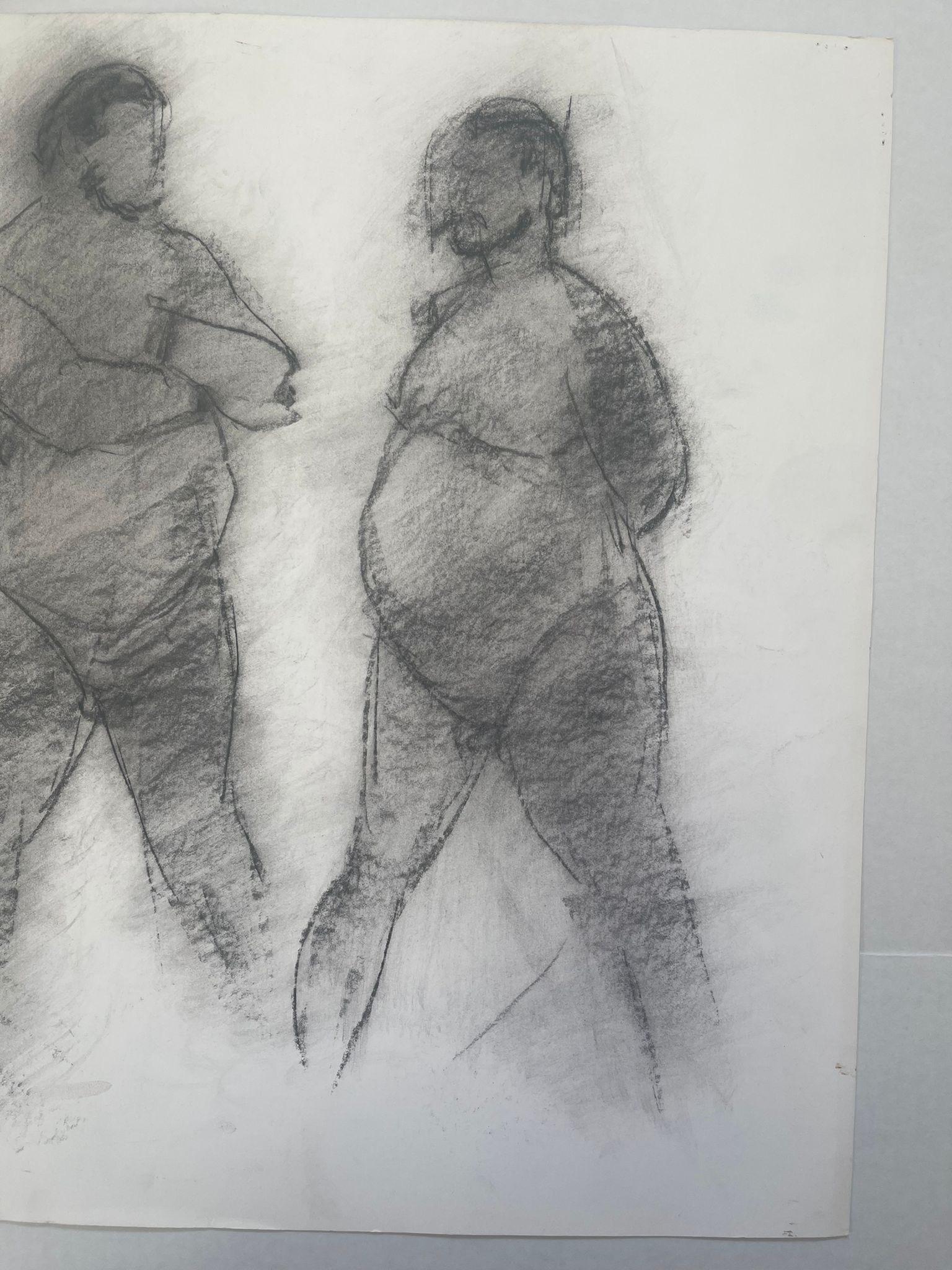 Papier Vintage Signed Male Nude Portrait Study Double Sided. en vente