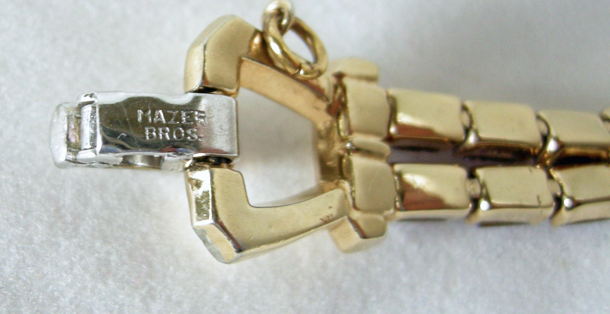 Vintage Signed Mazer Bros. Crystal Bracelet & Earring Set For Sale 2