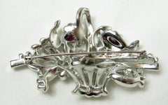 Vintage Signed Mazer Crystal Floral Basket Brooch