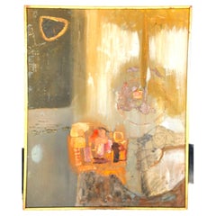 Pintura al óleo abstracta vintage firmada por MCM