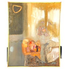 Pittura ad olio astratta vintage firmata MCM