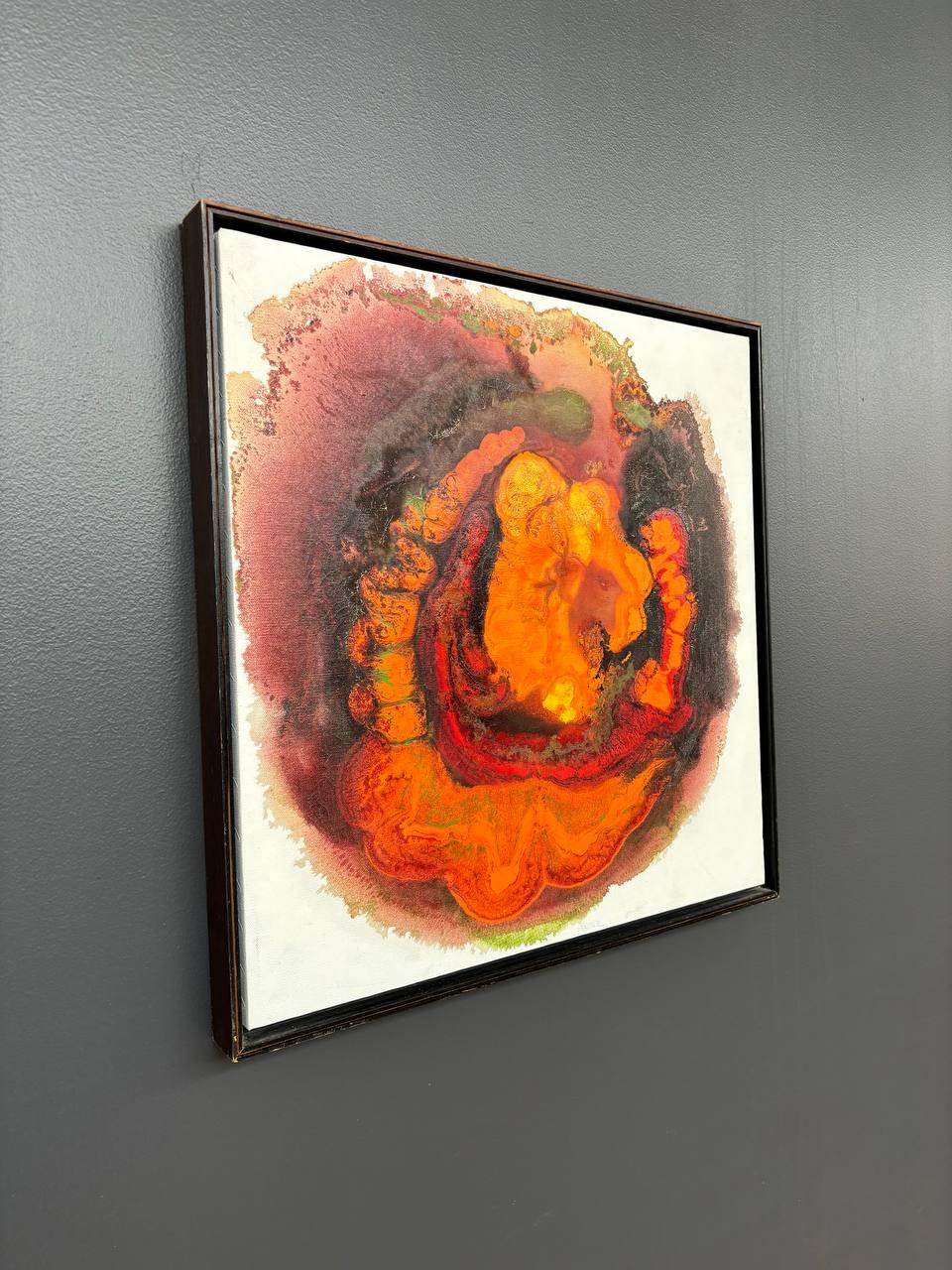 Vintage Signed Mid-Century Modern Abstract Painting In Good Condition For Sale In Los Angeles, CA
