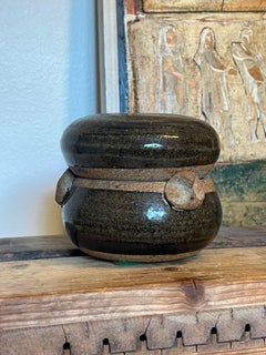 Vintage signed mid century modern style 2 piece studio pots