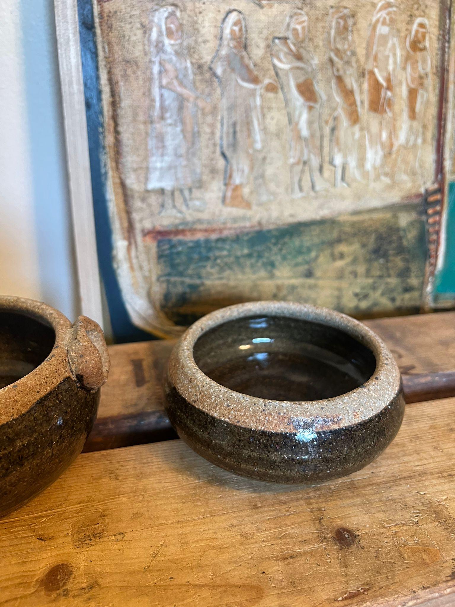 Ceramica Vaso da studio vintage firmato in stile mid century modern 2 pezzi in vendita