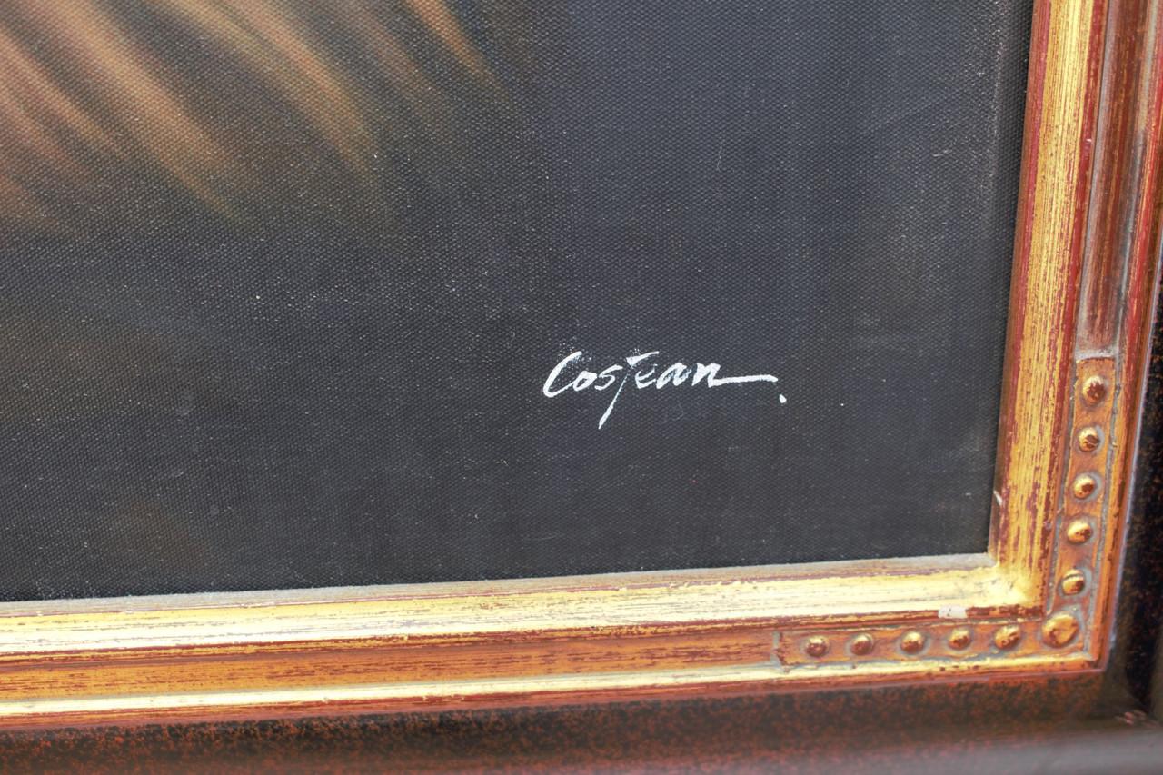 Vintage Signed Mona Lisa Ölgemälde in einem Rahmen (Italienisch) im Angebot