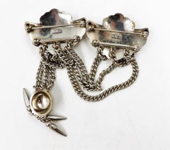 Vintage Signed Monet Convertible Silvertone Chatelaine Brooch, 1947