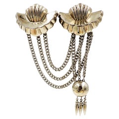 Broche de chatelaine vintage signée Monet Convertible Silvertone, 1947