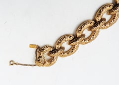 Vintage Signed Monet "Gold Nugget" Wide Link Bracelet, 1973
