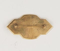 Vintage Signed Monet Goldtone White Sugarloaf Cabochon Brooch, 1984