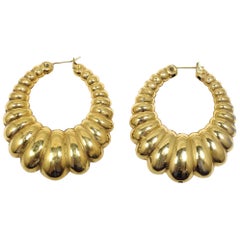 Vintage Signed Monet Pierced Hoop Earrings