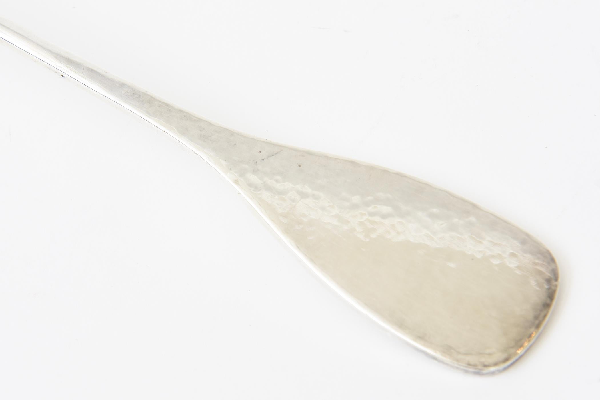 Vintage Signed Monumental Hand Hammered Silver-Plate Salad Servers Or Serving For Sale 6