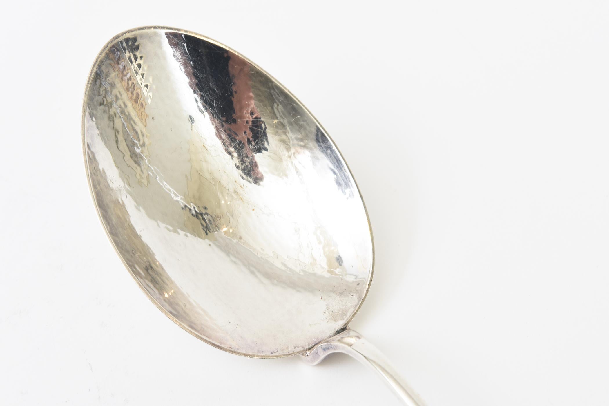American Vintage Signed Monumental Hand Hammered Silver-Plate Salad Servers Or Serving For Sale