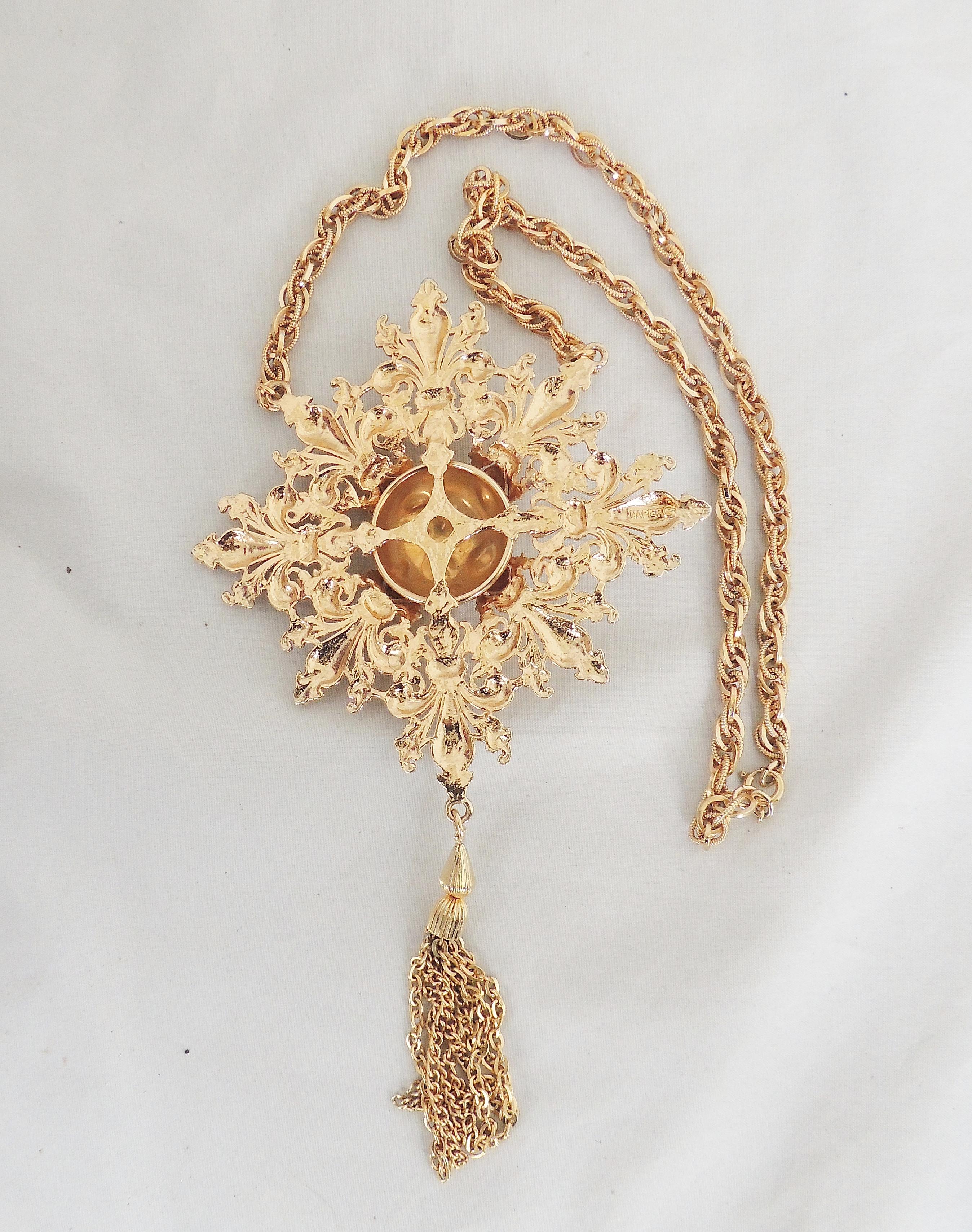 Napier modernist goldtone tassel necklace with spring ring clasp. Marked 
