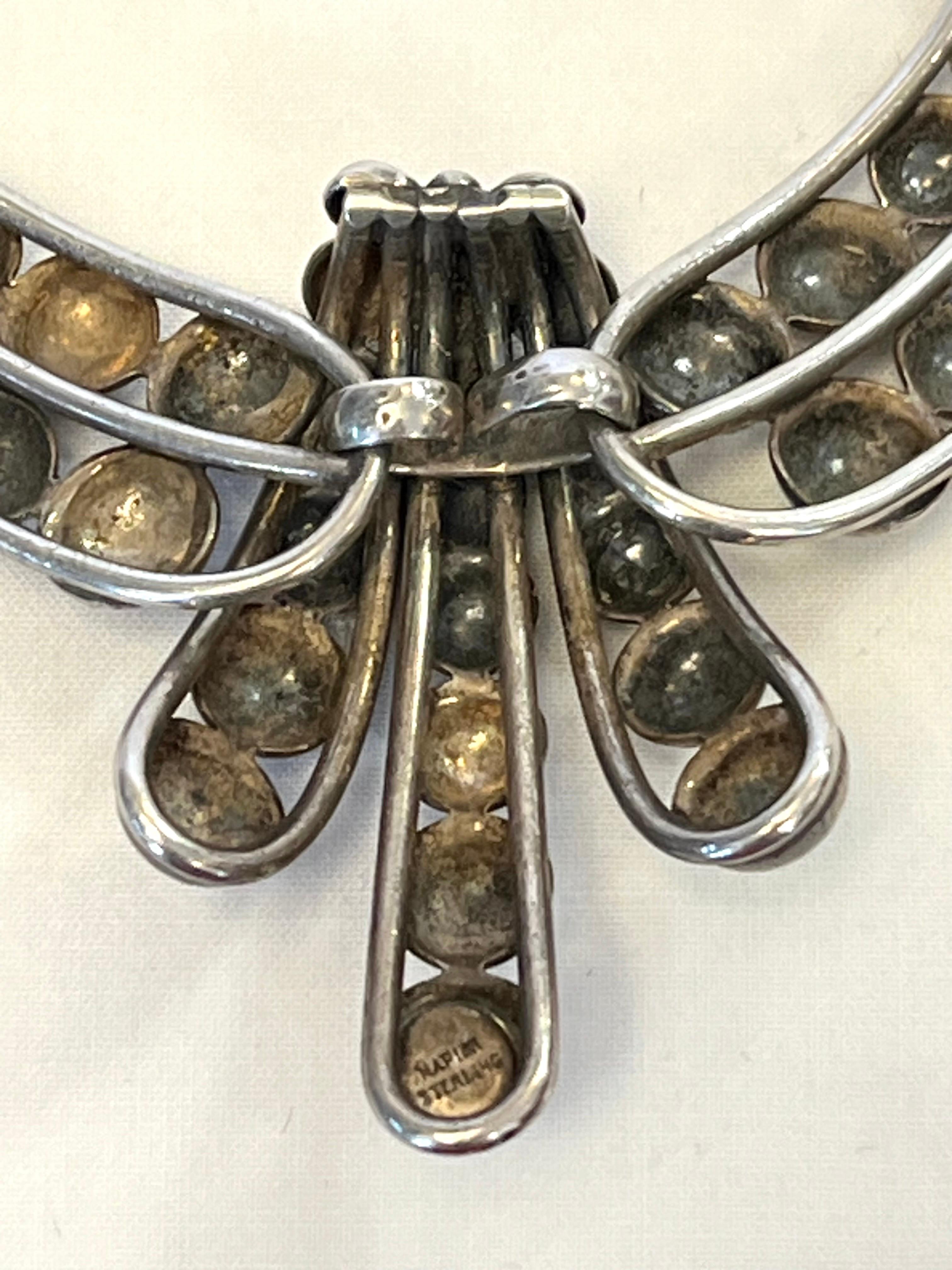 20ième siècle Collier ras du cou ou collier vintage en argent sterling de style moderniste signé Napier en vente