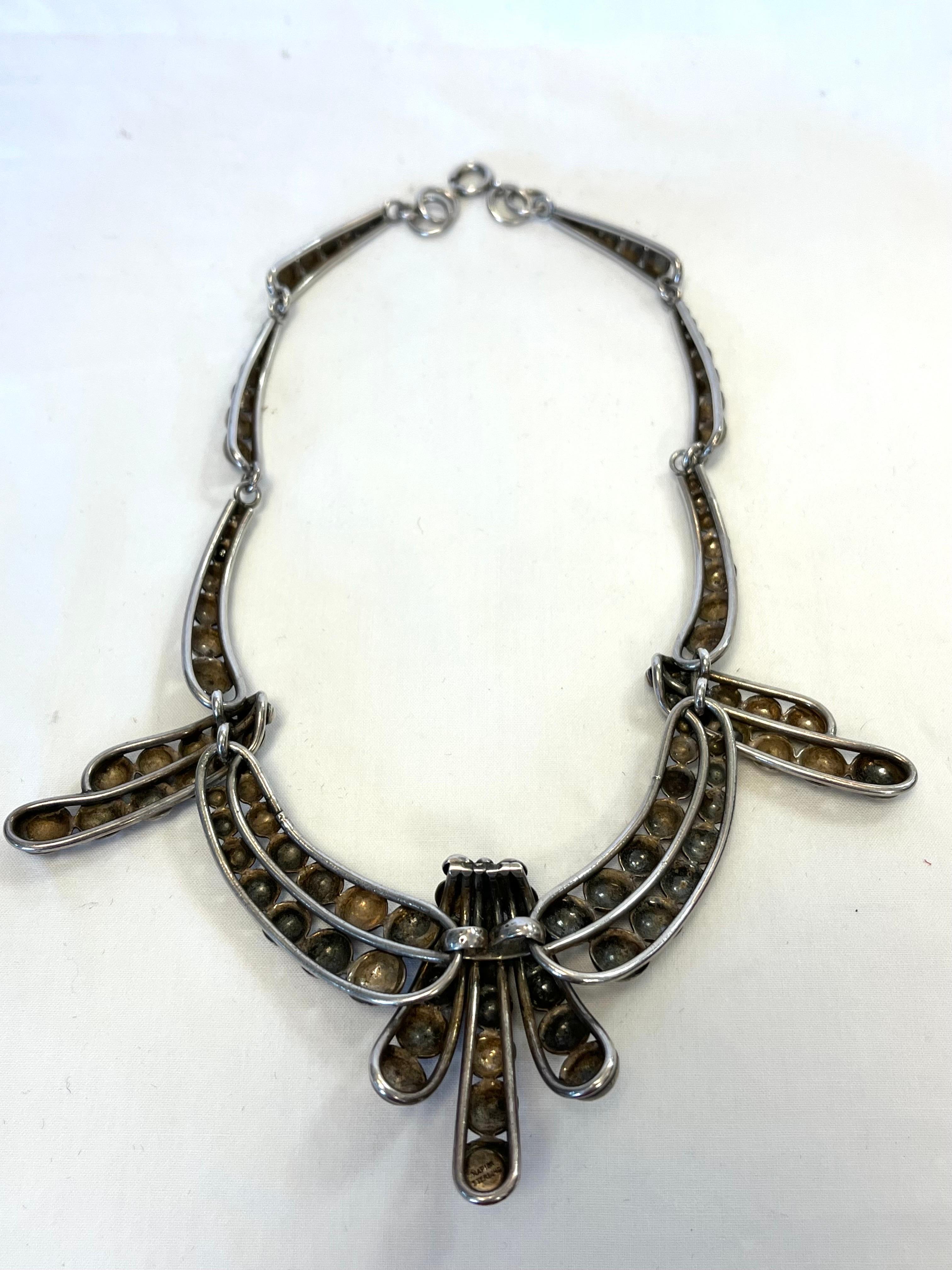 Collier ras du cou ou collier vintage en argent sterling de style moderniste signé Napier en vente 1