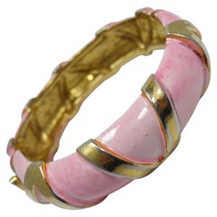 Vintage Signed “Original by Robert” Pink Coral Enamel Bracelet