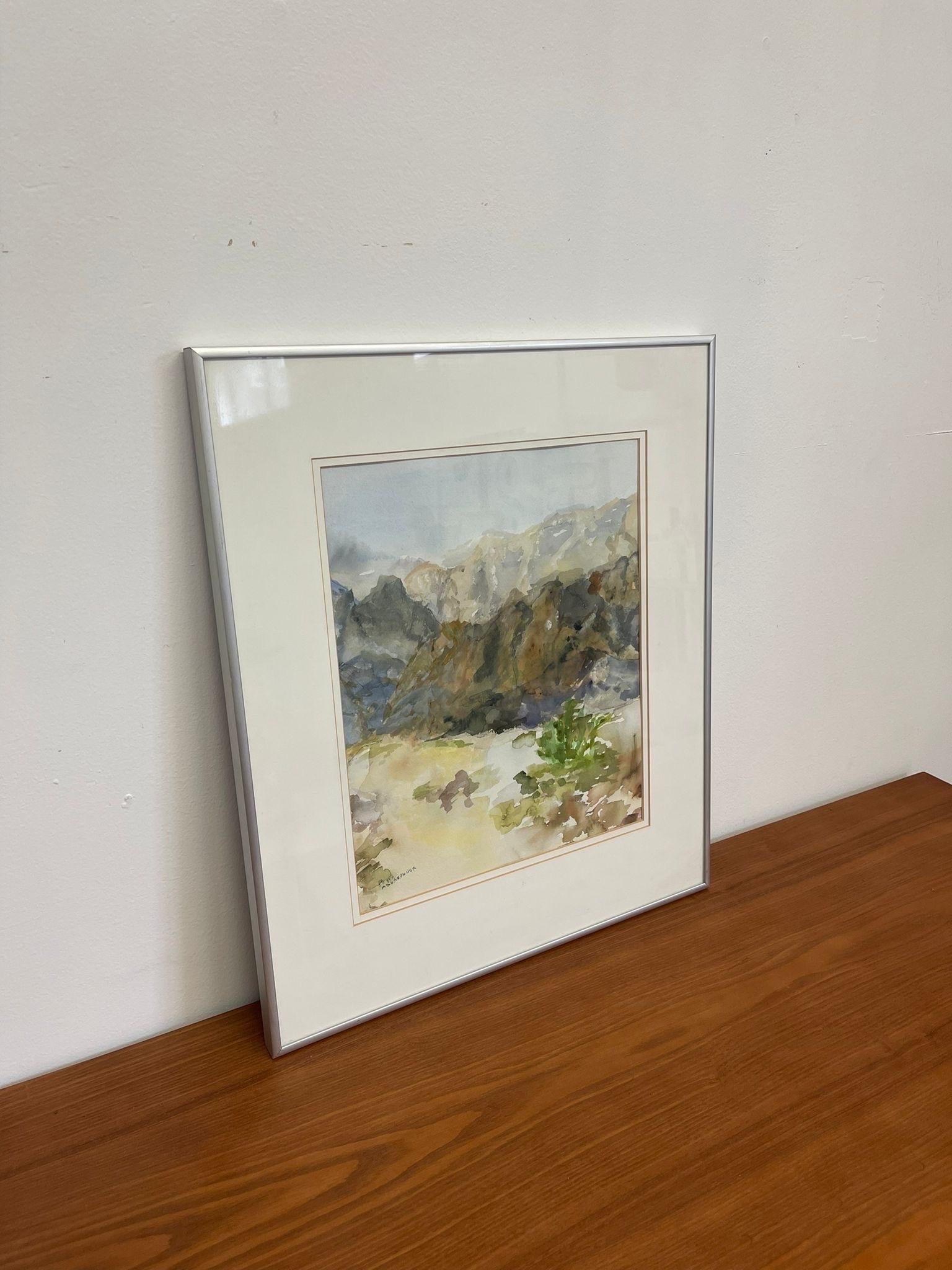 Vintage Signed Original Landscape Watercolor Framed Painting. In Good Condition For Sale In Seattle, WA