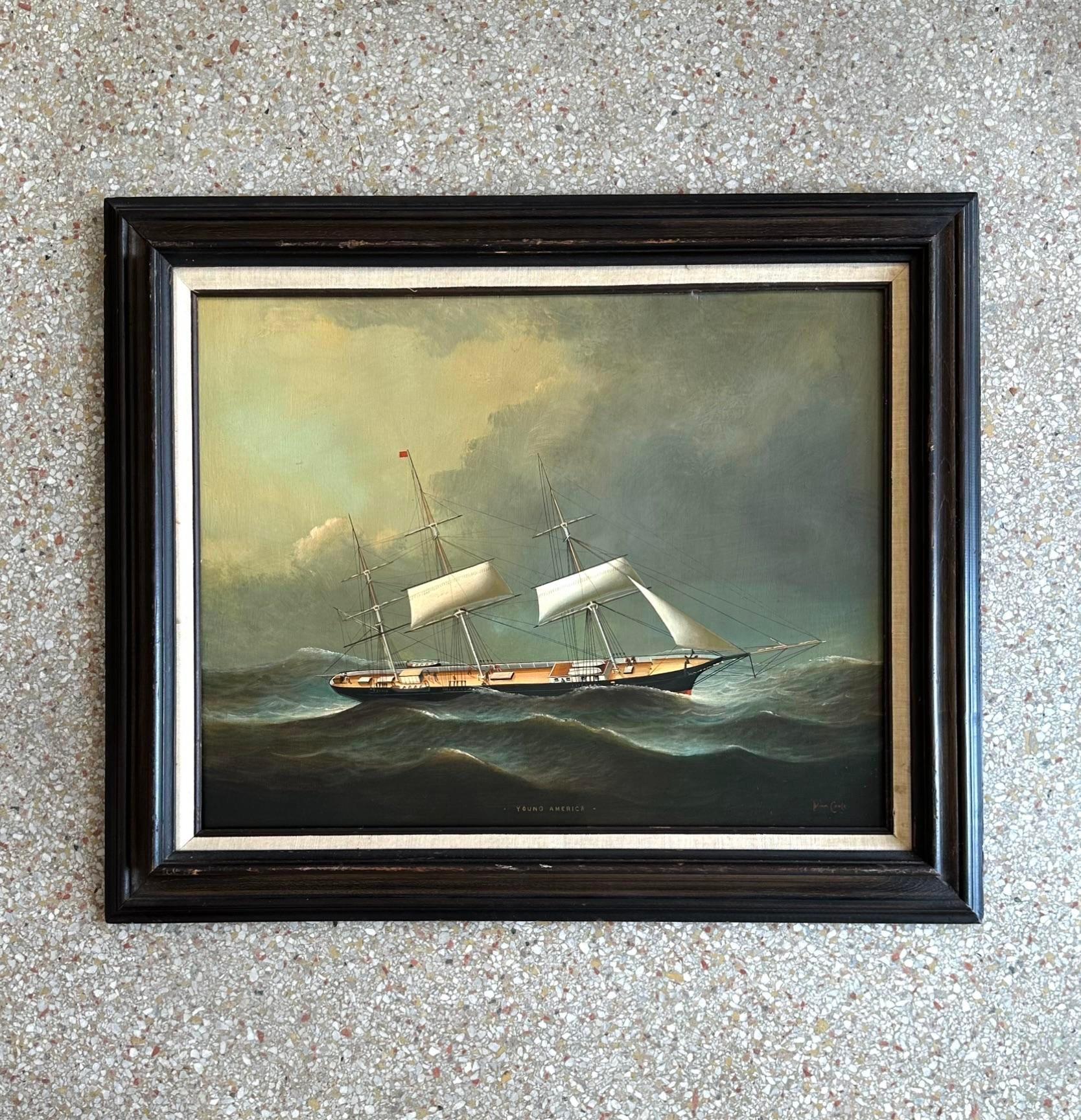 20ième siècle Huile sur toile originale vintage signée
