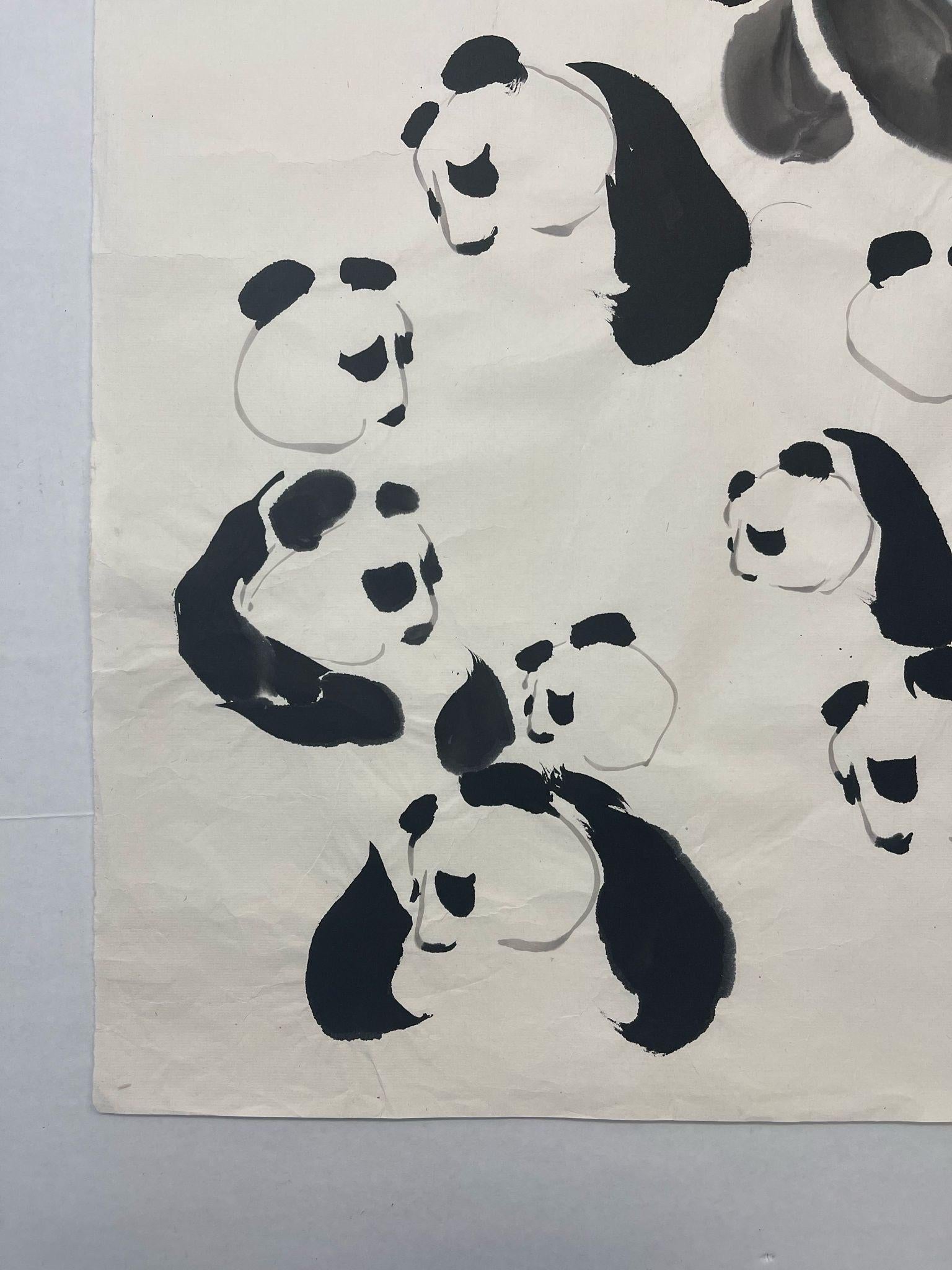 Late 20th Century Vintage Signed Original Watercolor Painting of Panda Bear Study. For Sale