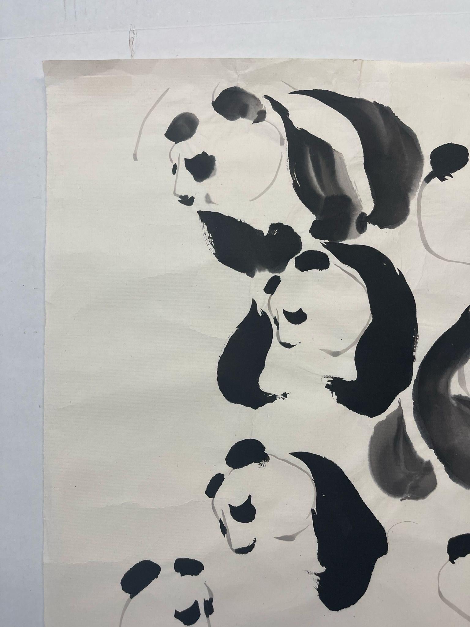 Paper Vintage Signed Original Watercolor Painting of Panda Bear Study. For Sale