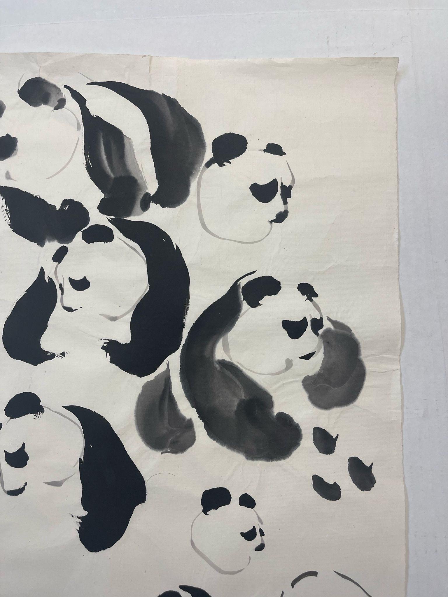 Vintage Signed Original Watercolor Painting of Panda Bear Study. For Sale 1