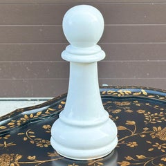 Vintage Signed Oversized Ceramic White Pawn Chess Piece Sculpture