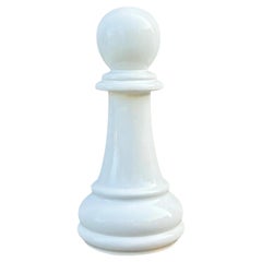 Vintage Signed Oversized Ceramic White Pawn Chess Piece Sculpture