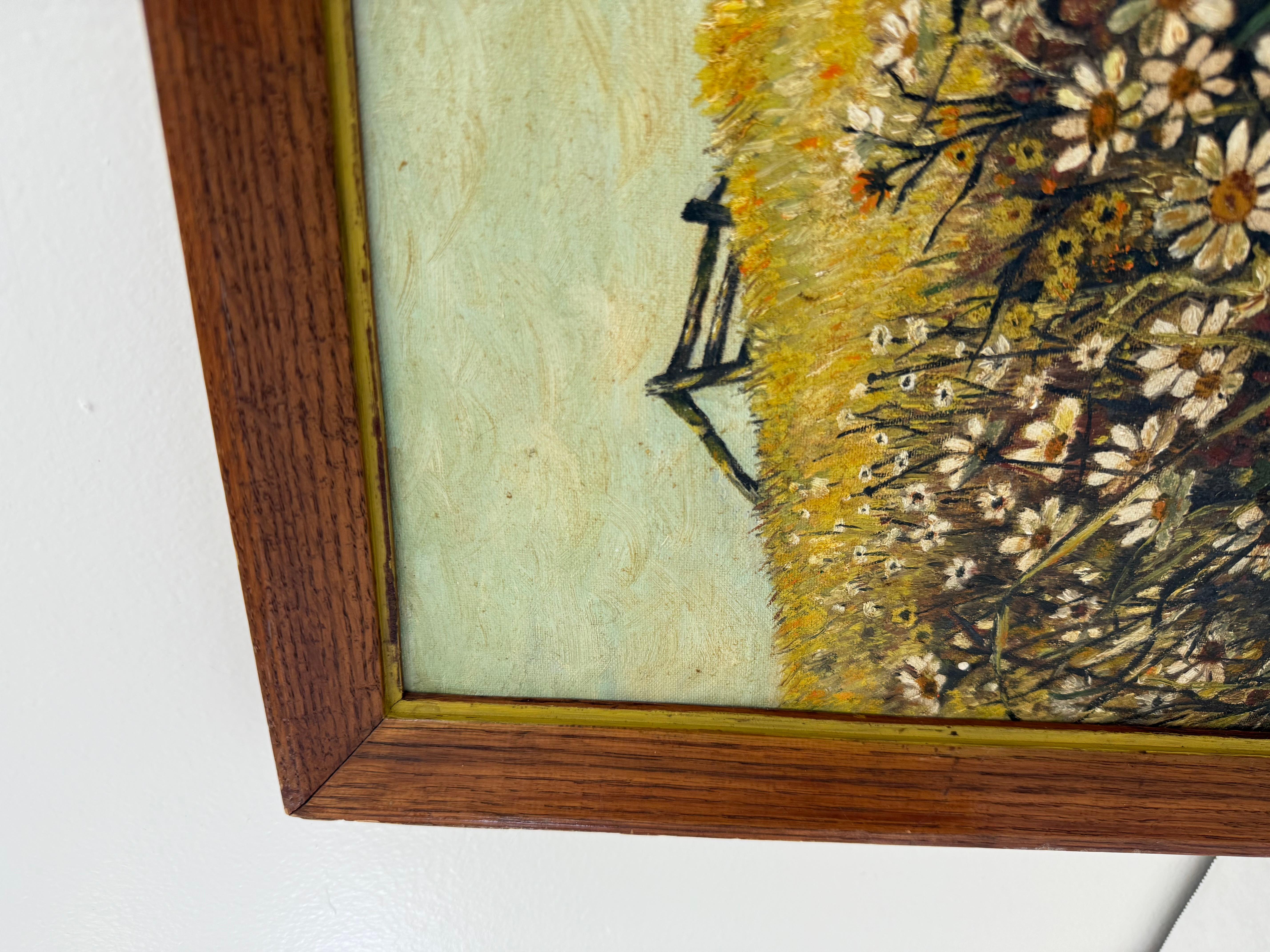 vintage signiertes Gemälde (Holz) im Angebot
