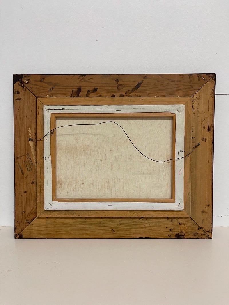 Tela Quadro d'epoca firmato di Cabina invernale su tela in vendita