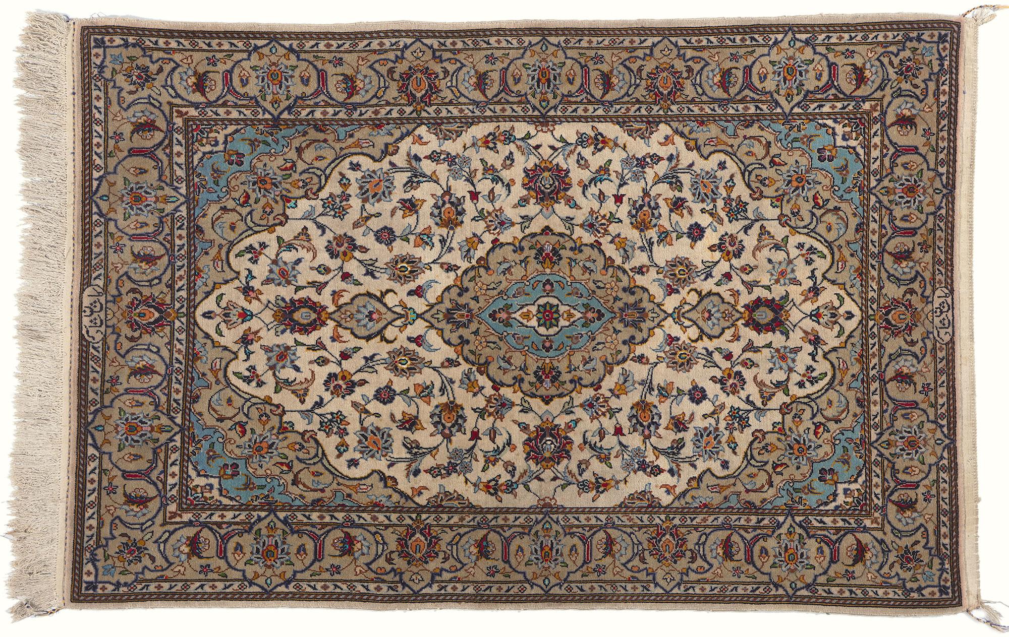 Vintage Signed Persian Shadsar Kashan Rug For Sale 3