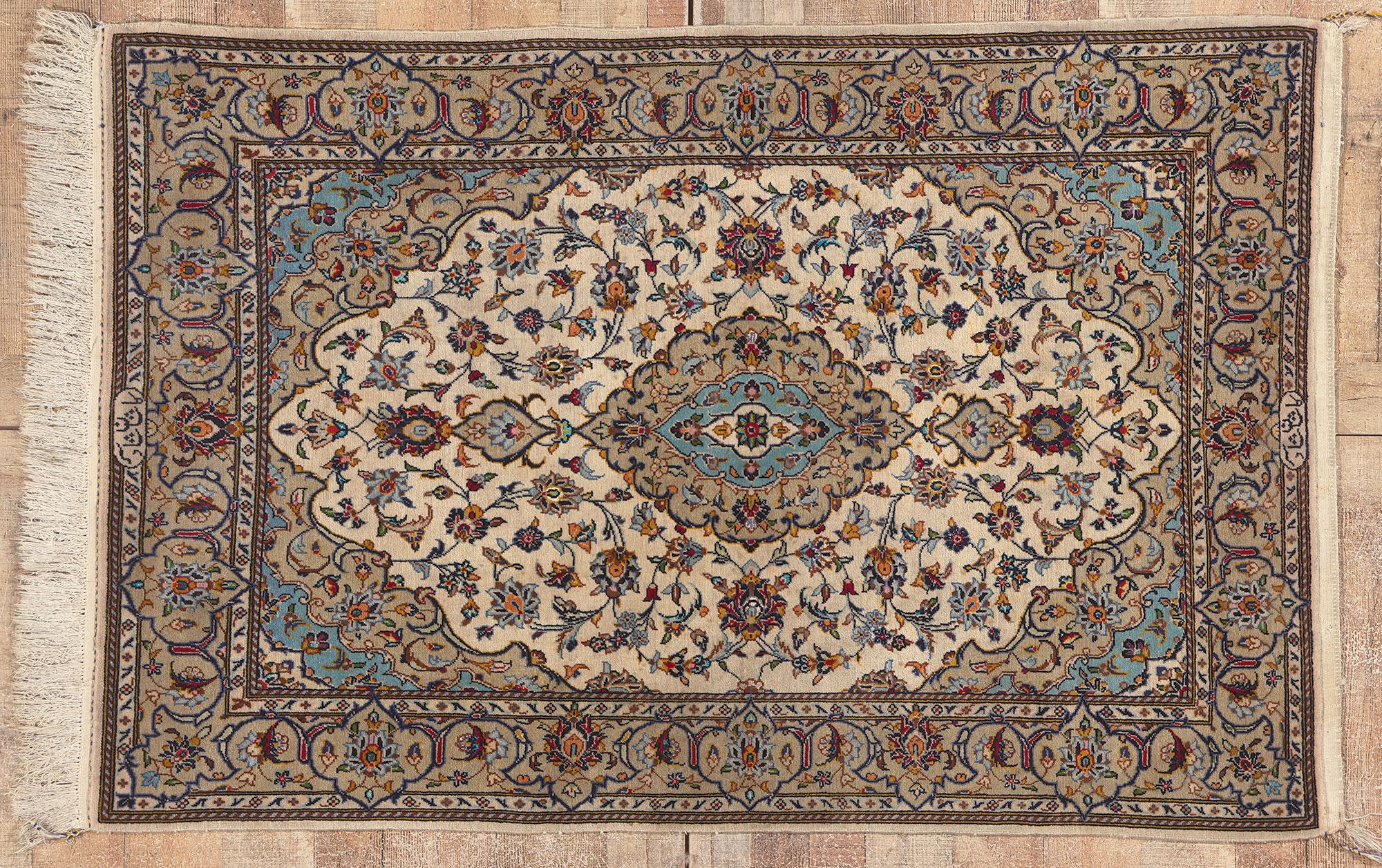 Vintage Signed Persian Shadsar Kashan Rug For Sale 2