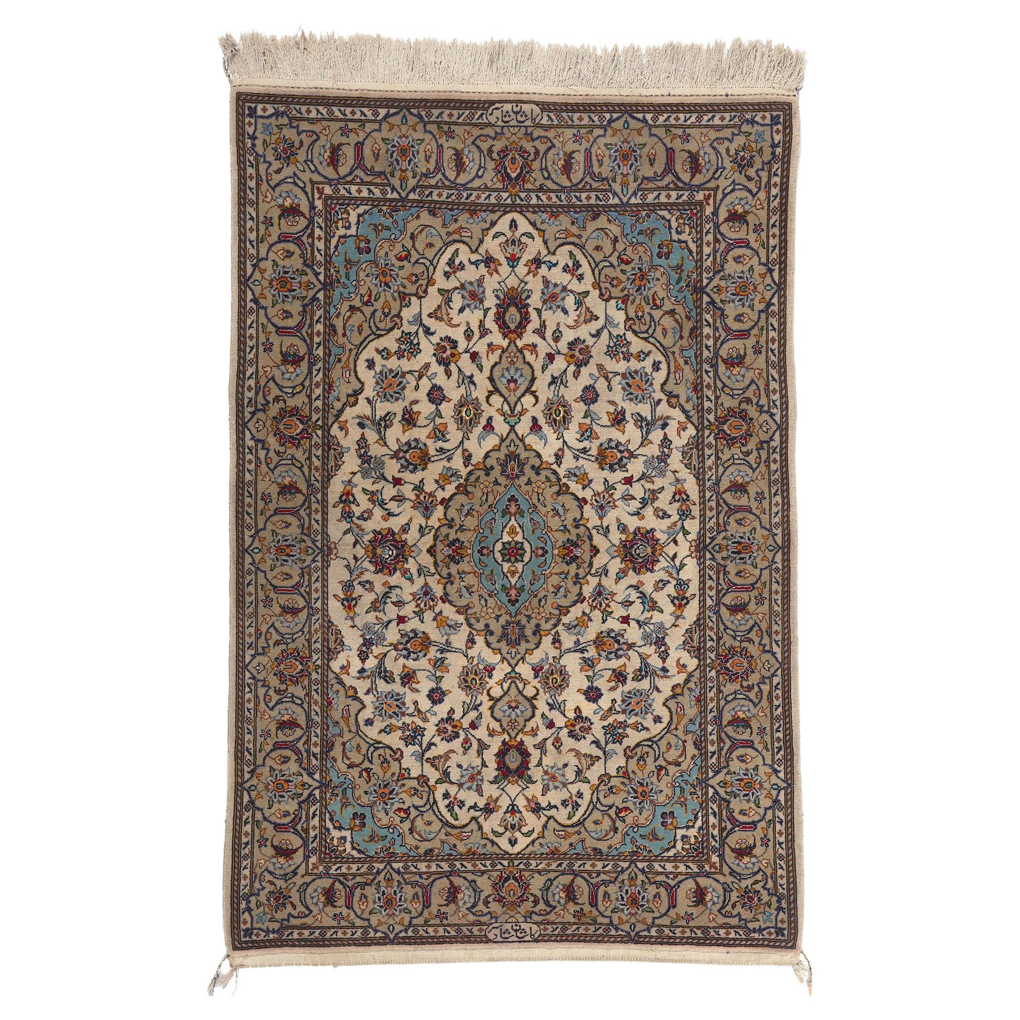 Vintage signiert Persisch Shadsar Kashan Teppich im Angebot