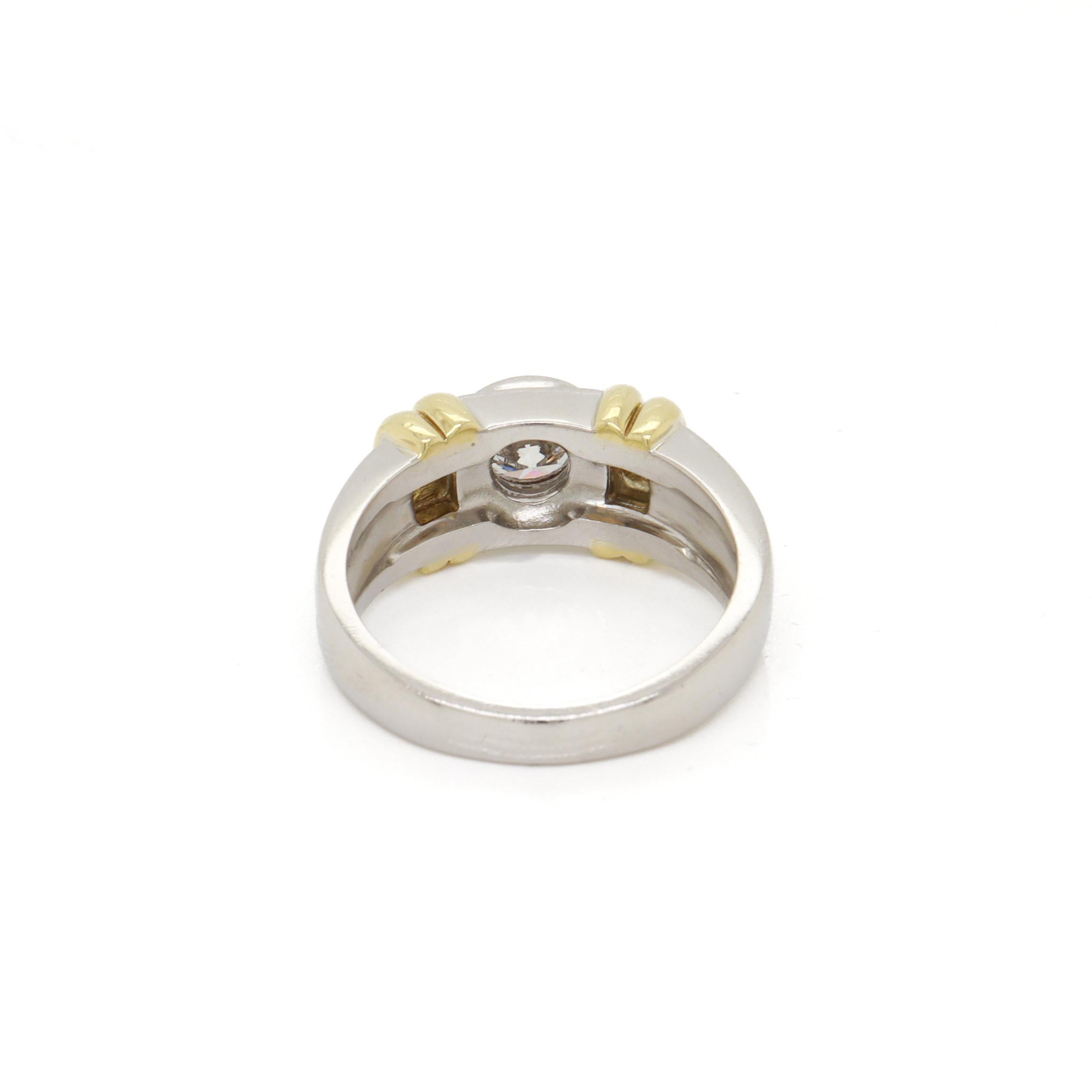 Vintage Signed Platinum, 18K Gold, & 1.2 Ct. Diamond Men's Signet Style Ring For Sale 7