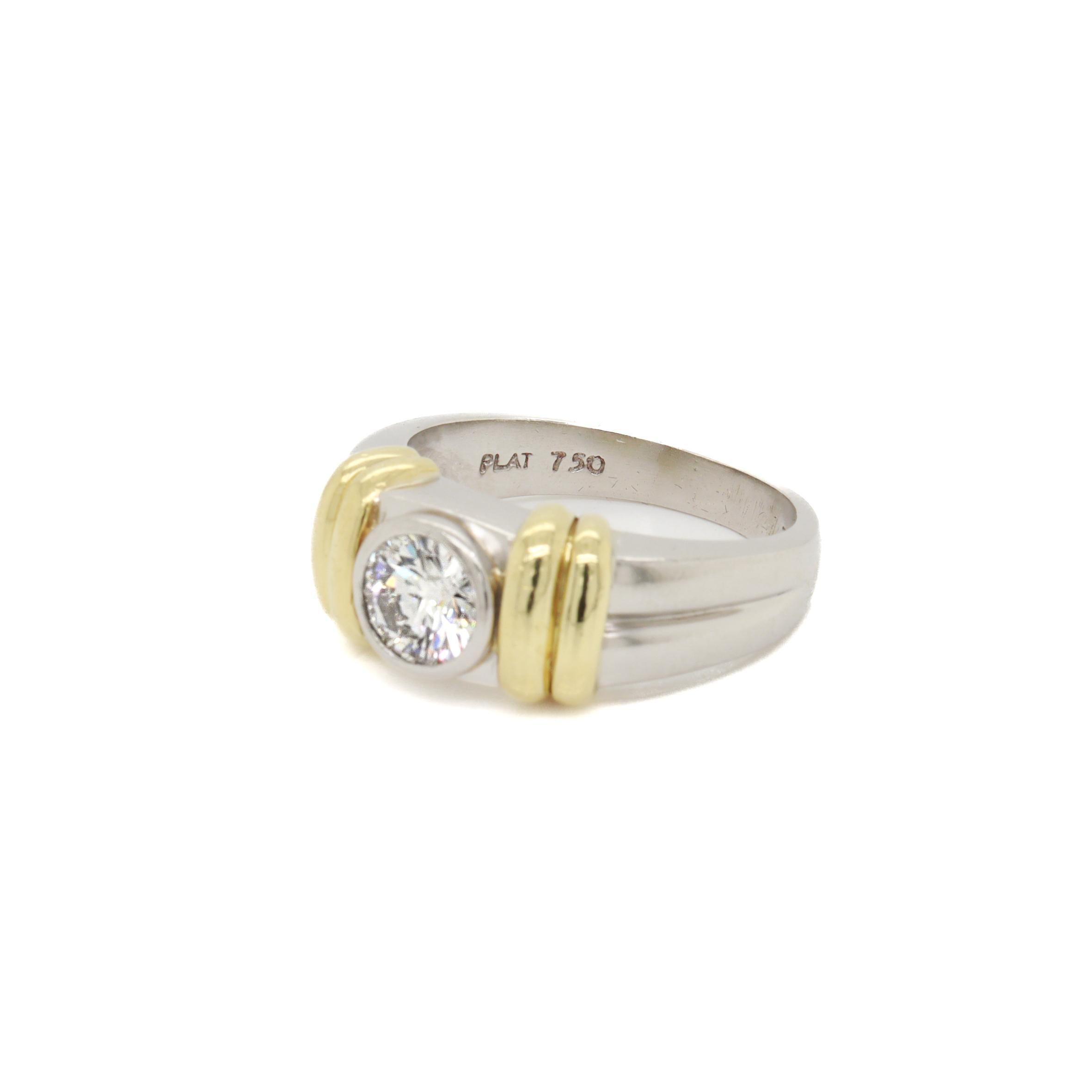 Vintage Signed Platinum, 18K Gold, & 1.2 Ct. Diamond Men's Signet Style Ring For Sale 10
