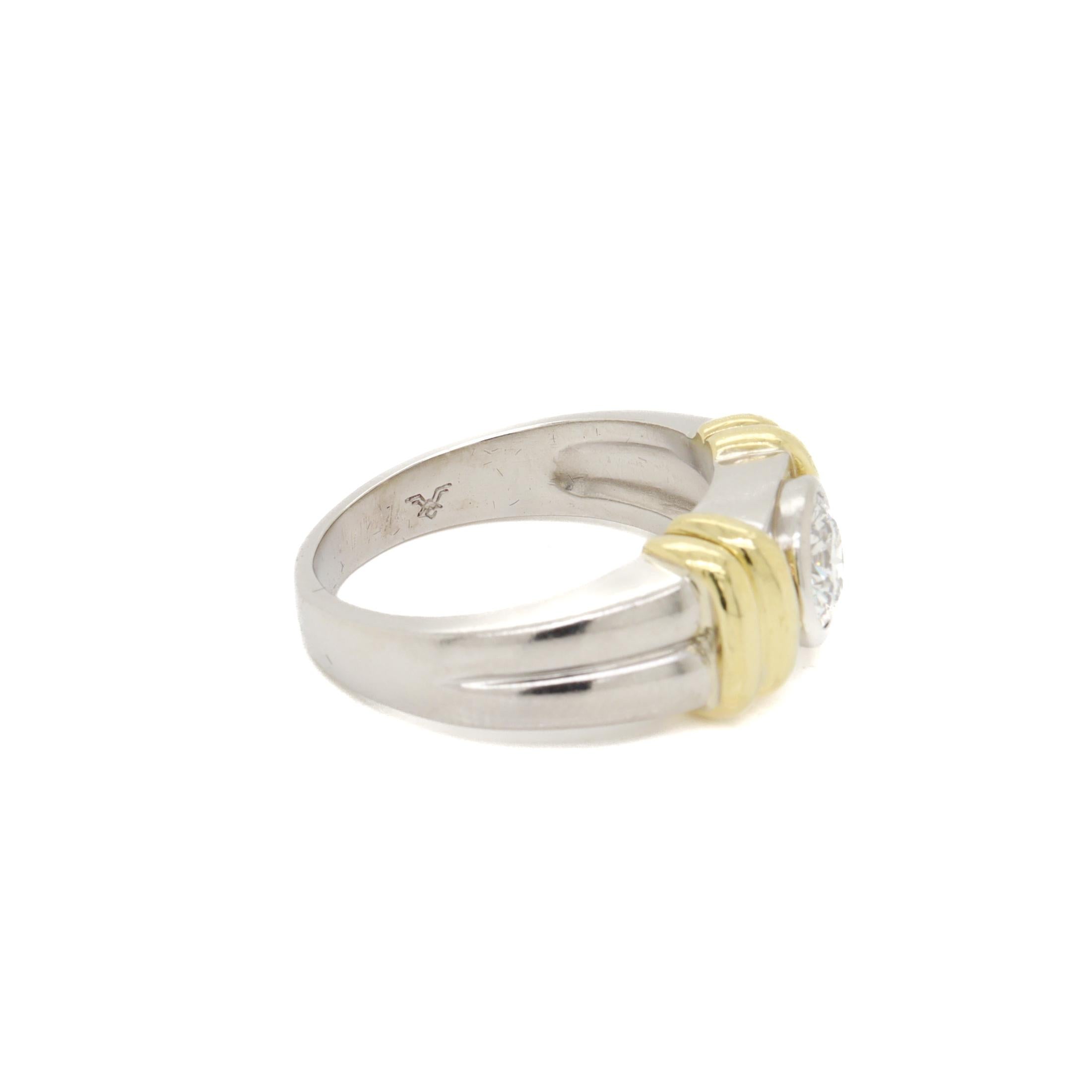 Vintage Signed Platinum, 18K Gold, & 1.2 Ct. Diamond Men's Signet Style Ring For Sale 11