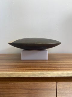 Vintage Signed Raku Ceramic Vessel by Tom and Nancy With Egret Motif Circa 1990s