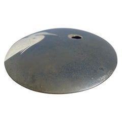 Signiertes Raku-Keramikgefäß von Tom und Nancy, Vintage, mit Egret-Motiv, ca. 1990er Jahre