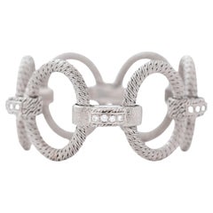 Vintage Signed Rare Georges Lenfant 18k WG and 2.60cts Diamonds Woven Bracelet