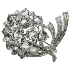 Vintage Signed Reja Crystal Floral Brooch