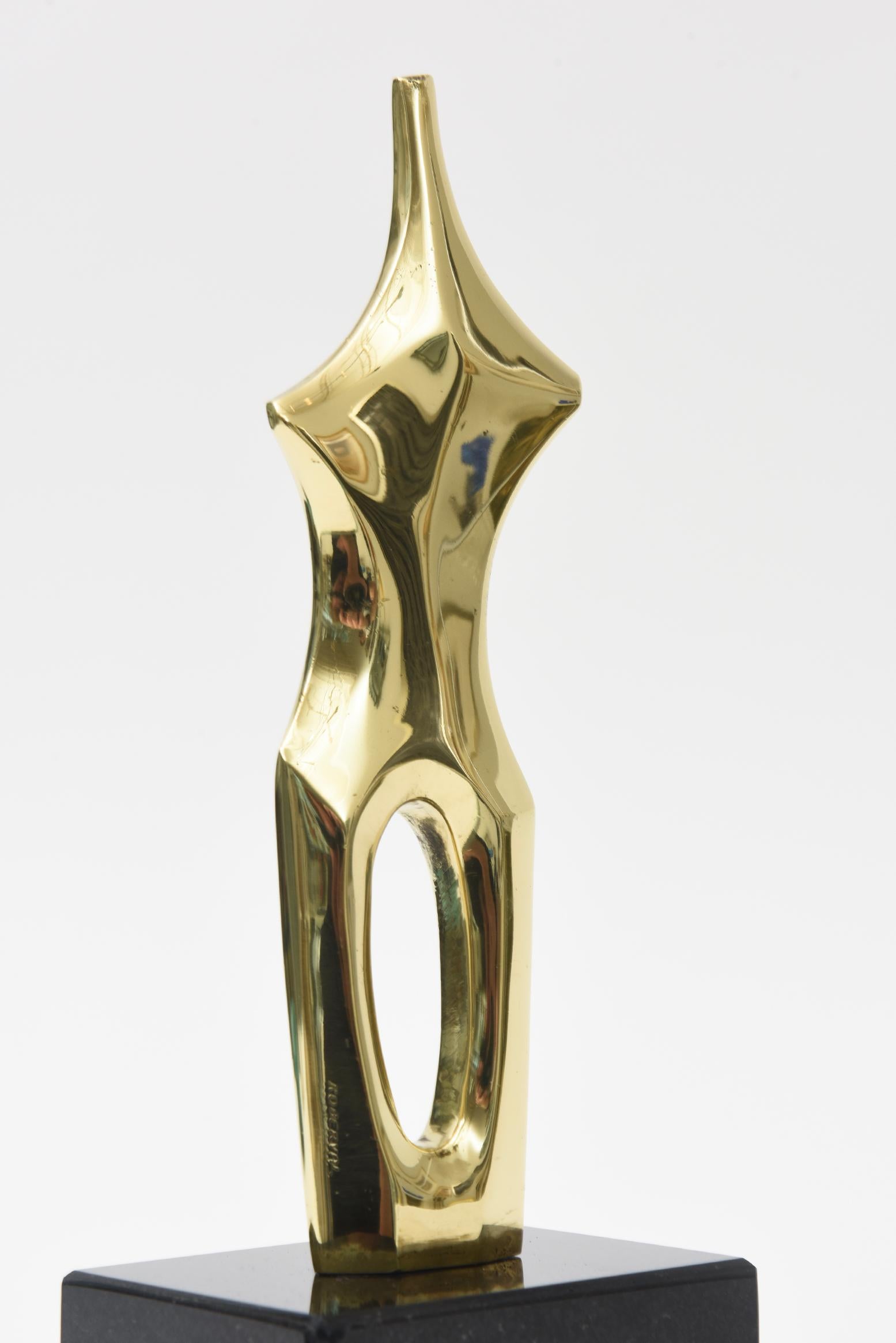 Scultura femminile figurativa in bronzo d'epoca firmata Roberval, base in granito nero in vendita 5
