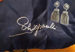 Vintage Signed Schiaparelli Tassel Earrings and Silk Scarf Estate Finds