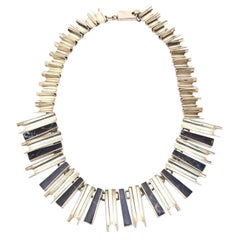 Vintage Signed Sterling Silver and Lapis Lazuli Sculptural Necklace