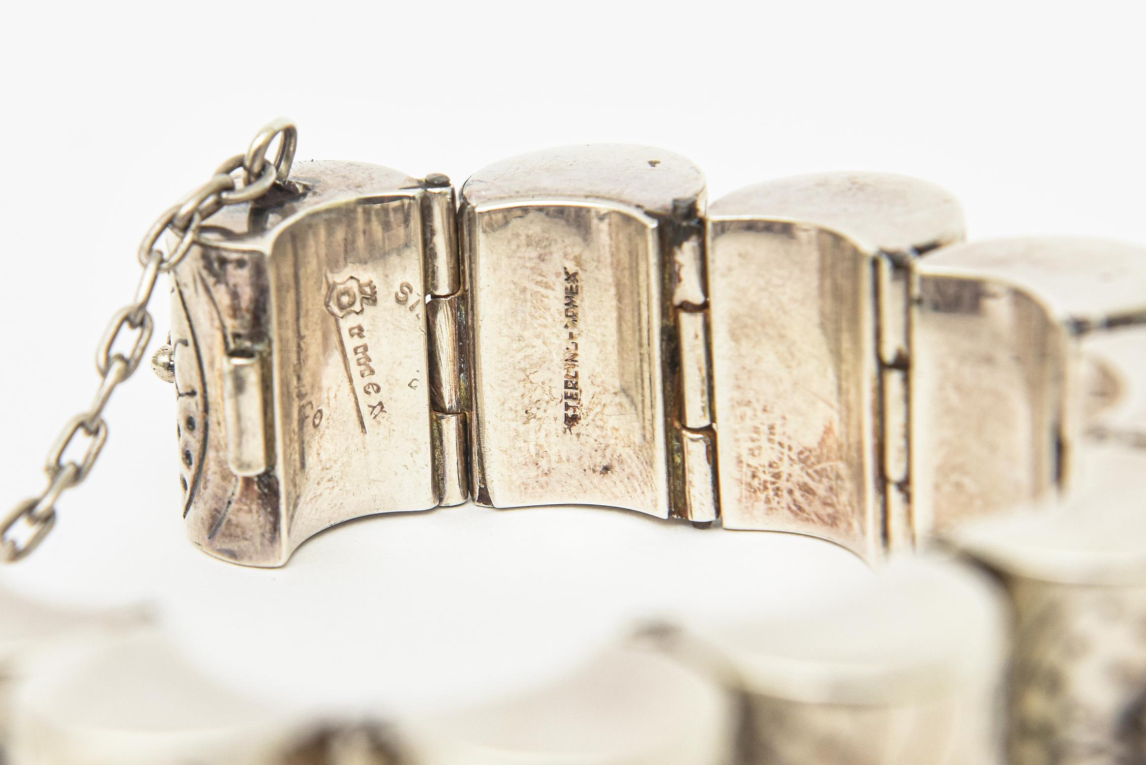 Vintage signiert Sterling Silber Armband mit passenden Ohrringe Set im Angebot 8
