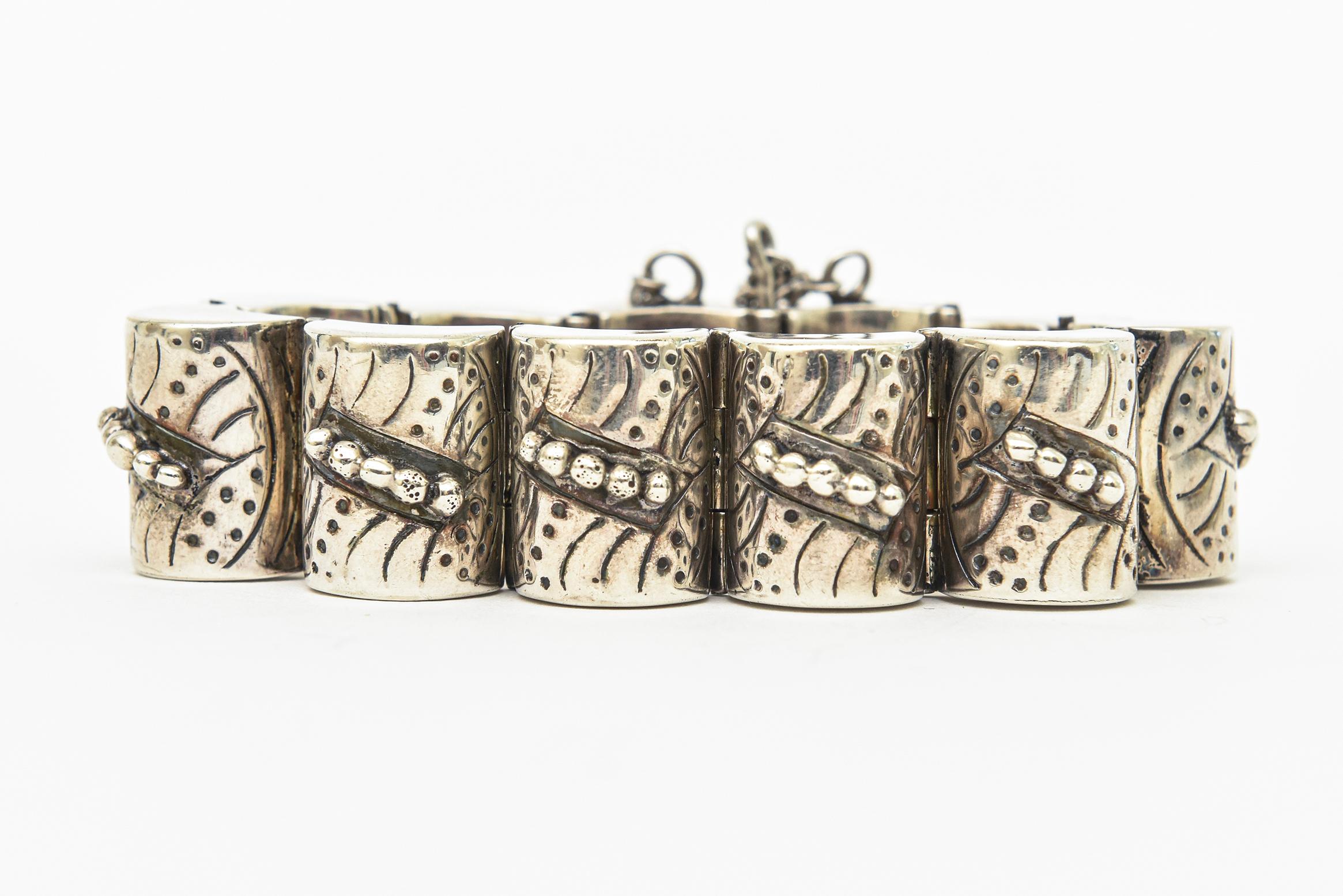 Vintage signiert Sterling Silber Armband mit passenden Ohrringe Set Damen im Angebot
